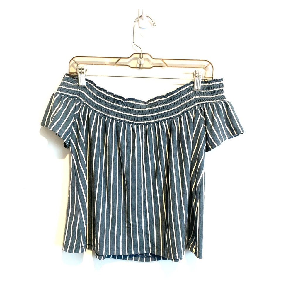 Off the shoulder striped shirt